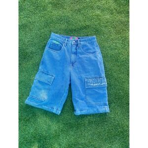 GMBURG Denim Cargo Shorts Embroidered Pockets Blue Jean Shorts Size 4